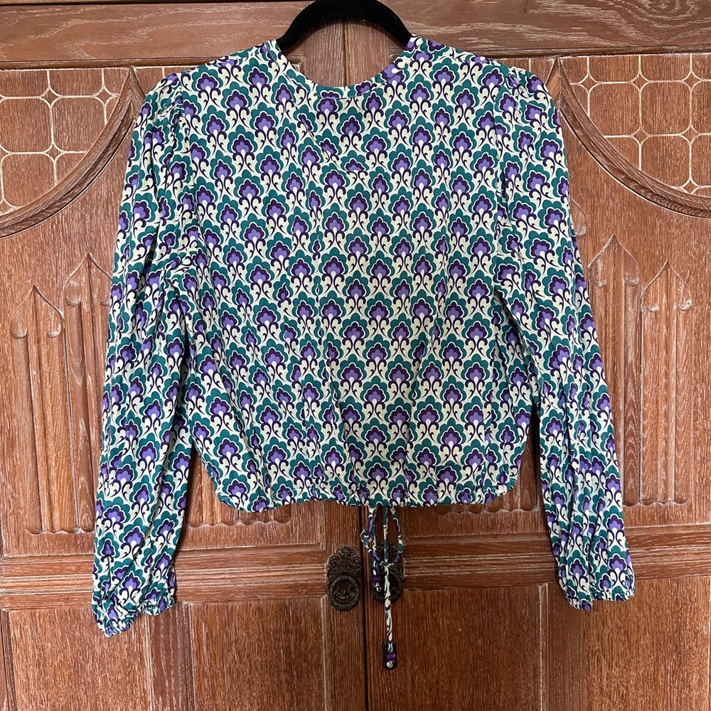 Zara Abby Blouse - cotton print tie crop top